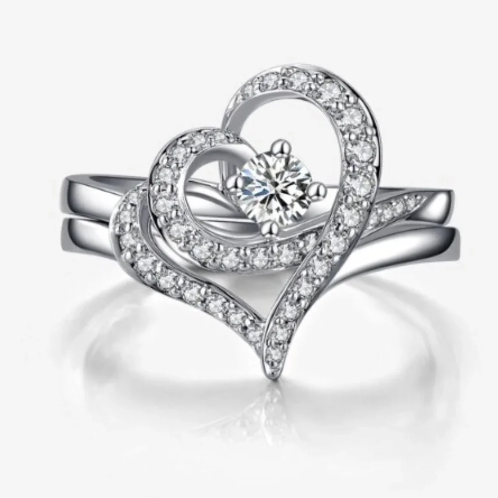 SALE ** BRAND NEW ** Elegant 2pc Heart Ring